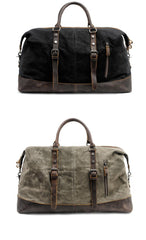 Cool Canvas Leather Mens Black Travel Weekender Bag Waterproof Duffle bag for Men - imessengerbags