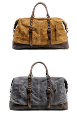 Cool Canvas Leather Mens Black Travel Weekender Bag Waterproof Duffle bag for Men - imessengerbags