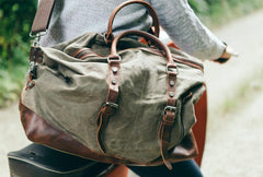 Cool Canvas Leather Mens Black Travel Weekender Bag Waterproof Duffle bag for Men - imessengerbags