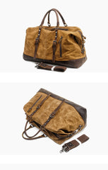Cool Canvas Leather Mens Black Travel Weekender Bag Waterproof Duffle bag for Men - imessengerbags