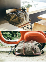 Cool Canvas Leather Mens Black Travel Weekender Bag Waterproof Duffle bag for Men - imessengerbags