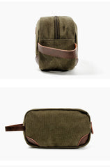 Waxed Canvas Leather Mens Women's Cosmetic Bag Clutch Bag Handbag Storage Bag Wash Bag For Men - imessengerbags