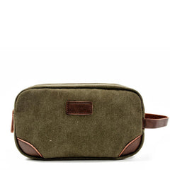 Waxed Canvas Leather Mens Women's Cosmetic Bag Clutch Bag Handbag Storage Bag Wash Bag For Men - imessengerbags