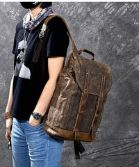 Waxed Canvas Leather Mens 15