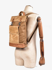 Cool Canvas Leather Mens Womens British 14'' Style College Computer Backpack Travel Backpack for Men - imessengerbags