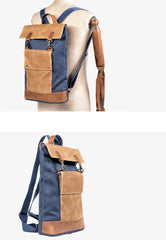 Cool Canvas Leather Mens Womens British 14'' Style College Computer Backpack Travel Backpack for Men - imessengerbags
