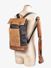 Cool Canvas Leather Mens Womens British 14'' Style College Computer Backpack Travel Backpack for Men - imessengerbags