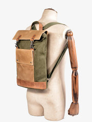 Cool Canvas Leather Mens Womens British 14'' Style College Computer Backpack Travel Backpack for Men - imessengerbags