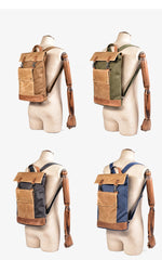 Cool Canvas Leather Mens Womens British 14'' Style College Computer Backpack Travel Backpack for Men - imessengerbags