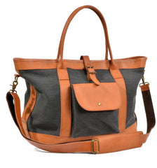 Cool Canvas Leather Mens Womens Casual Shopping Bag Tote Bag Shoulder Bag Tote Purse For Men - imessengerbags