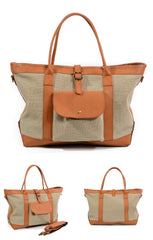 Cool Canvas Leather Mens Womens Casual Shopping Bag Tote Bag Shoulder Bag Tote Purse For Men - imessengerbags