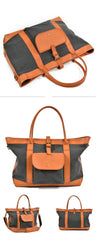 Cool Canvas Leather Mens Womens Casual Shopping Bag Tote Bag Shoulder Bag Tote Purse For Men - imessengerbags