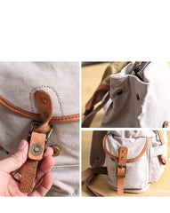 Cool Canvas Leather Mens Womens 13'' White Backpack Khaki Travel Backpack College Backpack  for Men - imessengerbags