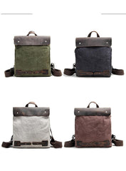 Cool Canvas Leather Mens Womens White Small College Computer Backpack Green Travel Backpack for Men - imessengerbags