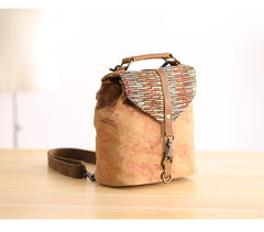 Cute Canvas Leather Mens Womens Small Pink Backpack Khaki Travel Backpack College Backpack for Men - imessengerbags