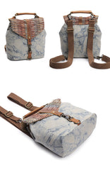 Cute Canvas Leather Mens Womens Small Pink Backpack Khaki Travel Backpack College Backpack for Men - imessengerbags