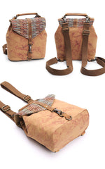 Cute Canvas Leather Mens Womens Small Pink Backpack Khaki Travel Backpack College Backpack for Men - imessengerbags