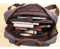 Cool Waxed Canvas Leather Mens Waterproof 15'' Backpack Gray Travel Backpack Hiking Backpack for Men - imessengerbags