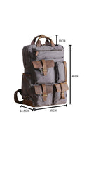 Cool Waxed Canvas Leather Mens Waterproof 15'' Backpack Gray Travel Backpack Hiking Backpack for Men - imessengerbags