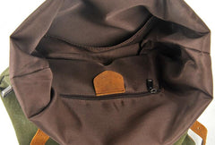 Cool Canvas Leather Mens Large Waterproof Green Backpack Travel Backpack Black Computer Backpack for Men - imessengerbags