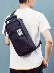 Cool Oxford Cloth PVC Men's Black Sling Bag Chest Bag One Shoulder Backpack For Men - imessengerbags