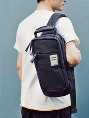 Cool Oxford Cloth PVC Men's Black Sling Bag Chest Bag One Shoulder Backpack For Men - imessengerbags