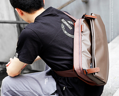 Cool OXFORD CLOTH PVC PU Men's Casual Sling Bag One Shoulder Backpack For Men