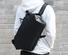 Cool OXFORD CLOTH PVC PU Men's Casual Sling Bag One Shoulder Backpack For Men