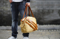 Cool Canvas PU Men's Casual Travel Shoulder Bag Travel Handbag Small Weekender Bag For Men