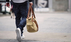 Cool Canvas PU Men's Casual Travel Shoulder Bag Travel Handbag Small Weekender Bag For Men