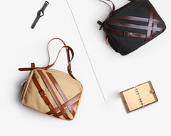 Cool Canvas PU Men's Casual Travel Shoulder Bag Travel Handbag Small Weekender Bag For Men - imessengerbags