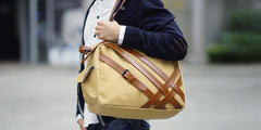 Cool Canvas PU Men's Casual Travel Shoulder Bag Travel Handbag Small Weekender Bag For Men - imessengerbags