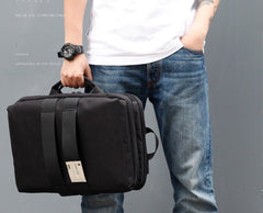 Cool PVC Canvas Men's Black Messenger Bag Travel Backpack 15.5'' Blue Handbag For Men - imessengerbags
