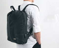 Cool PVC Water Repellent Fabric Men's Black Travel Backpack Large 15.6'' Backpack Laptop Backpack For Men - imessengerbags