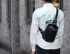 Cool OXFORD CLOTH PVC Black Men's One Shoulder Backpack Sling Bag For Men - imessengerbags