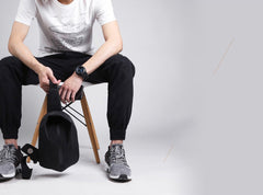 Cool OXFORD CLOTH PVC Black Men's One Shoulder Backpack Sling Bag For Men - imessengerbags