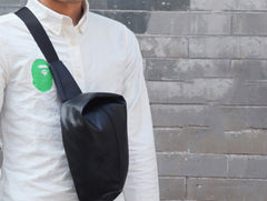 Cool OXFORD CLOTH PVC Black Men's One Shoulder Backpack Sling Bag For Men - imessengerbags