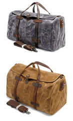 Casual Waxed Canvas Mens Large Travel Waterproof Weekender Bag Shoulder Duffle Bag for Men - imessengerbags