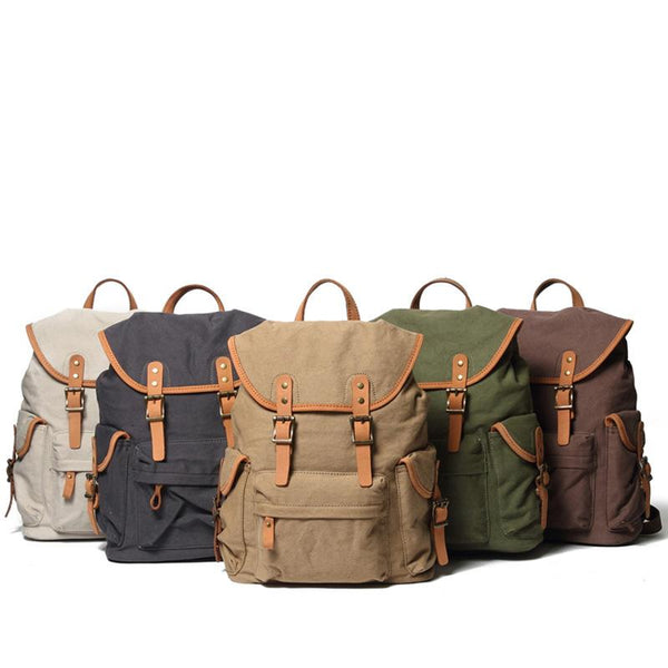 Cute Canvas Womens Mens Classic 14‘’ Green Computer Backpack White Women's School Backpack Travel Backpack for Men - imessengerbags