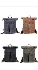 Cool Waxed Canvas Mens Waterproof 15.6'' Travel Backpack Hiking Backpack for Men - imessengerbags