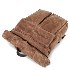 Cool Waxed Canvas Mens Waterproof 15.6'' Travel Backpack Hiking Backpack for Men - imessengerbags