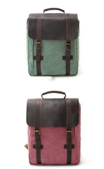 Vintage Canvas Mens Womens Large Pink College Backpack 14'' Green Travel Backpack Computer Backpack For Men - imessengerbags