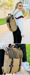 Vintage Canvas Mens Womens Large Pink College Backpack 14'' Green Travel Backpack Computer Backpack For Men - imessengerbags