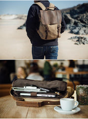 Vintage Canvas Mens Womens Large Pink College Backpack 14'' Green Travel Backpack Computer Backpack For Men - imessengerbags