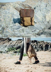 Vintage Canvas Mens Womens Large Pink College Backpack 14'' Green Travel Backpack Computer Backpack For Men - imessengerbags