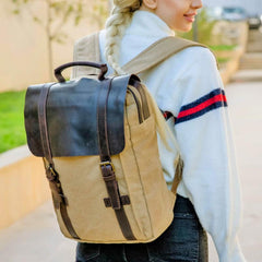 Vintage Canvas Mens Womens Large Pink College Backpack 14'' Green Travel Backpack Computer Backpack For Men - imessengerbags