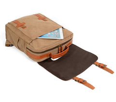 Cool Canvas Leather Womens Mens College Backpack 14'' Travel Backpack Computer Backpack for Men - imessengerbags