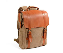 Cool Canvas Leather Womens Mens College Backpack 14'' Travel Backpack Computer Backpack for Men - imessengerbags