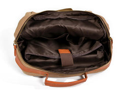 Cool Canvas Leather Womens Mens College Backpack 14'' Travel Backpack Computer Backpack for Men - imessengerbags