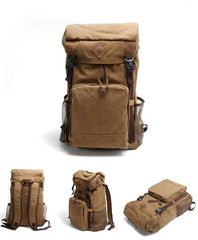 Cool Canvas Mens Retro Large 15‘’ Backpack Travel Backpack Hiking Backpack for Men - imessengerbags